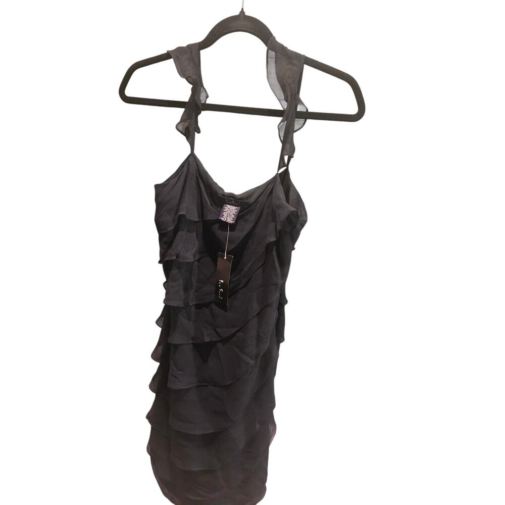 E C I New York 100 percent silk shell. Black Cocktail dress. SIZE 4
